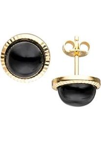 Paar Ohrstecker Jobo "Ohrringe Goldohrringe rund 10 mm", schwarz, schwarz, Ohrringe, Damen, 10,3mm, Gelbgold 333, 333 Gold mit Onyx