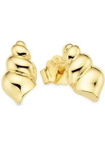 Paar Ohrstecker "Silberohrstecker Muschel-Optik gelbgoldfarben vergoldet", gelbgoldfarben, ANISTON JEWELRY & WATCHES, Ohrringe, Damen, Silber 925 (Sterlingsilber)