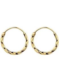 Paar Creolen Firetti "Schmuck Geschenk Silber 925 Ohrschmuck Ohrringe gedrehte Optik", gelbgoldfarben, Ohrringe, Damen, 15mm, Silber 925 (Sterlingsilber)