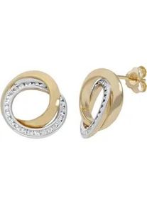 Paar Ohrstecker Firetti "Schmuck Geschenk Silber 925 Ohrschmuck Ohrringe Kreis rund", gelbgoldfarben, silberfarben, kristallwei&szlig;, kristallwei&szlig;, Ohrringe, Damen, Silber 925 (Sterlingsilber), mit Zirkonia (synth.)