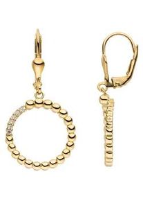 Paar Ohrh&auml;nger Jobo "Ohrringe Kreis h&auml;ngend 32 mm", gelbgold 333, wei&szlig;, Ohrringe, Damen, Gelbgold 333, 8 Karat 333 Gold mit 12 Zirkonia