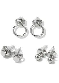 Ohrstecker-Set Firetti "Multipack Schmuck Geschenk Edelstahl Ohrschmuck Ohrringe", silberfarben, Ohrringe, Damen, Edelstahl, Made in Germany