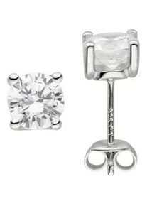 Paar Ohrstecker Jobo "Ohrringe Silberohrringe 7 mm", silber 925, wei&szlig;, Ohrringe, Damen, Silber 925 (Sterlingsilber), 925 Silber mit 2 Zirkonia
