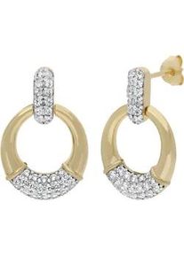 Paar Ohrstecker Firetti "Schmuck Geschenk Silber 925 Ohrschmuck Ohrringe T&uuml;rklopfer bicolor", gelbgoldfarben, silberfarben, kristallwei&szlig;, kristallwei&szlig;, Ohrringe, Damen, Silber 925 (Sterlingsilber), mit Zirkonia (synth.)