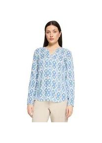 Shirtbluse Cartoon "Damen mit Muster", Damen, Gr. 36, wei&szlig;, blau, Obermaterial: 100% Viskose, figurumspielend normal, V-Ausschnitt, Blusen