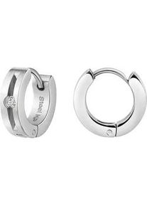 Paar Creolen ZEEme "Edelstahl glanz Zirkonia", Damen, Gr. one-size, Edelstahl, wei&szlig; (wei&szlig;, wei&szlig;), Ohrringe