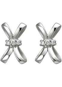 Paar Ohrstecker Jobo "Ohrringe Silberohrringe 10 mm", silber 925, wei&szlig;, Ohrringe, Damen, Silber 925 (Sterlingsilber), 925 Silber mit 6 Zirkonia
