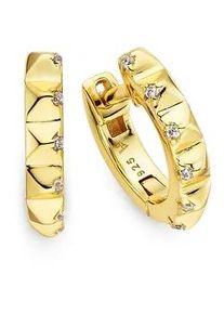 Paar Creolen Bruno Banani "Schmuck Geschenk Klappcreole Silber gelbgoldfarben vergoldet", gelbgoldfarben, Ohrringe, Damen, 11,9mm, Silber 925 (Sterlingsilber)