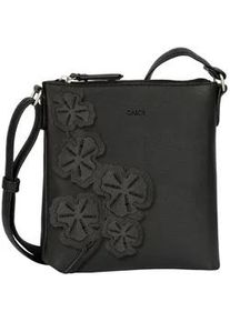 Umh&auml;ngetasche Gabor "Jovita", Damen, Gr. B/H/T: 21cm x 21,5cm x 6cm, schwarz, Polyurethan, bestickt, clean, unifarben, Taschen Umh&auml;ngetasche, mit verspielten 3D-Bl&uuml;ten auf weich genarbtem Lederimitat