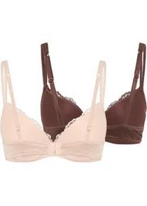 Push-up-BH Dorina "Origins Shiny Micro", Damen, Gr. 75, Cup F, pink, braun, Spitze, Obermaterial: 63% Polyamid, 19% Elasthan, 18% Polyester, BHs Push-up-BH, vorgeformte Cups, Spitzendetails, Doppeltr&auml;ger vorn