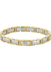 Gliederarmband BOSS "NOLAN", edelstahlfarben, gelbgoldfarben, Armb&auml;nder, Herren, 19cm, Edelstahl, Gliederarmband