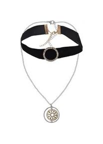 Kette mit Anh&auml;nger Steuer "Metall Gl&auml;nzend Glasstein wei&szlig;", mehrfarbig, Halsketten, Damen, 38,0cm, Metall, L: 38 B: 20mm, gl&auml;nzend, B:20mm