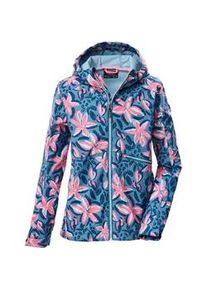 Softshelljacke Killtec "KOS 154 GRLS SFTSHLL JCKT", Kinder, Gr. 116, blau, Oberseite: 100% Polyester;R&uuml;ckseite: 100% Polyester;Futter: 100% Polyester, Jacken Softshelljacke, Wind- und wasserabweisende Kinderjacke mit buntem Print