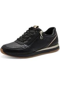 Plateausneaker Tamaris, Damen, Gr. 38, schwarz kombiniert, Lacksynthetik, Lederimitat, gl&auml;nzend, Schuhe Plateausneaker, Schn&uuml;rschuh, Freizeitschuh, Halbschuh in veganer Verarbeitung