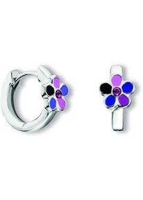 Paar Creolen ONE ELEMENT "Kristall Blume Ohrringe Creolen aus 925 Silber", silber, Ohrringe, M&auml;dchen, Kinder, Silber 925 (Sterlingsilber), Dezente Symbolik &ndash; stilvoller Begleiter f&uuml;r jeden Anlass