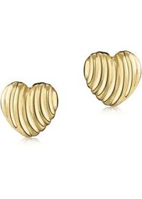 Paar Ohrstecker Firetti "Schmuck Geschenk Silber 925 Ohrschmuck Ohrringe Herz", gelbgoldfarben, Ohrringe, Damen, 9mm, Silber 925 (Sterlingsilber)