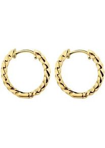 Paar Creolen Firetti "Schmuck Geschenk Silber 925 Ohrschmuck Ohrringe gedrehte Optik", gelbgoldfarben, Ohrringe, Damen, 16mm, Silber 925 (Sterlingsilber)