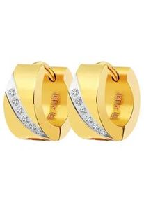 Adelia&acute;s Klappcreolen ADELIA ́S "Damen Ohrringe &ndash; Klappcreole aus Edelstahl mit Strass Steinchen", Damen, Gr. Damen, Edelstahl, gold, Ohrringe Klappcreolen, Perfekt zum Verschenken an besondere Menschen