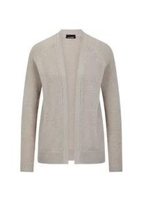 Strickjacke GOLDNER "Strickjacke mit Strickbandblende", Damen, Gr. 42, beige (stein), Obermaterial: 57% Polyacryl PAN. 26% Polyester PES. 17% Baumwolle CO., gerade, Strickjacken Strickjacke, aus B&auml;ndchengarn gestrickt