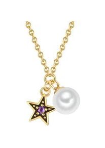 Glanzst&uuml;cke M&uuml;nchen Kette mit Anh&auml;nger GLANZST&Uuml;CKE M&Uuml;NCHEN "GSM2201", gelbgold, Halsketten, Damen, 40,0cm Basiskette + 5,0cm Verl&auml;ngerung,mit Zirkonia, Silber 925 (Sterlingsilber), aus Sterling Silber