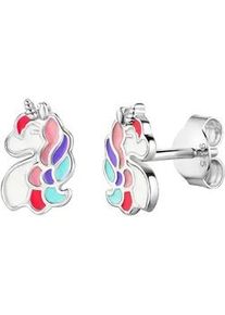 Paar Ohrstecker Firetti "Schmuck Geschenk Silber 925 Ohrschmuck Ohrringe Einhorn", silberfarben, wei&szlig;, rot, rosa, lila, t&uuml;rkis, Ohrringe, M&auml;dchen, Silber 925 (Sterlingsilber)