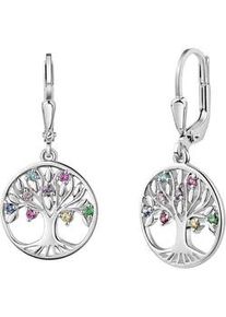 Paar Ohrh&auml;nger Firetti "Schmuck Geschenk Silber 925 Ohrschmuck Ohrringe Baum des Lebens", silberfarben, blau, pink, rosa, t&uuml;rkis, lila, gelb, gr&uuml;n, blau, pink, rosa, t&uuml;rkis, lila, gelb, gr&uuml;n, Ohrringe, Damen, Silber 925 (Sterlingsilber), mit Zirkonia (synth.)