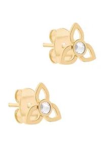 Paar Ohrstecker Tamaris "Schmuck Geschenk Edelstahl Ohrringe in Bl&uuml;ten-Optik", gelbgoldfarben, kristallwei&szlig;, kristallwei&szlig;, Ohrringe, Damen, Edelstahl, mit Zirkonia (synth.)