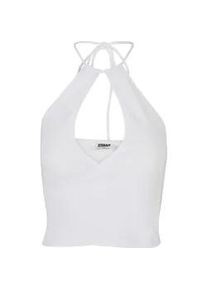 Tanktop Urban Classics "Urban Classics Damen Ladies Short Wraped Neckholder Top", Damen, Gr. 5XL, wei&szlig;, 95% Baumwolle, 5% Elasthan, unifarben, slim fit, Tops Tanktop
