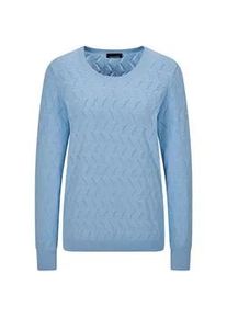 Rundhalspullover GOLDNER "Baumwollpullover mit Zick-Zack-Muster", Damen, Gr. 48, blau (hellblau), Obermaterial: 80% Baumwolle CO. 20% Polyamid PA., gerade, Pullover Rundhalspullover, moderner Wellenstrick