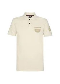 Poloshirt PETROL INDUSTRIES "Men Polo Short Sleeve", Herren, Gr. S (36), seashell, Jersey, Obermaterial: 100% Baumwolle, bestickt, regular fit normal, ohne Ausschnitt, Shirts, mit Logo Stickereien