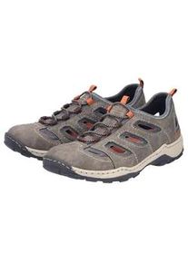 Slipper Rieker, Herren, Gr. 41, taupe, Lederimitat, Textil, unifarben mit Farbeinsatz, used, Schuhe Slipper, Trekking Schuh, Sandale, Sommerschuh mit praktischem Gummizug