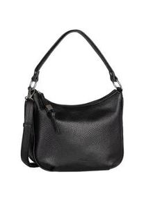 Schultertasche Gabor "Rosina", Damen, Gr. B/H/T: 29cm x 24cm x 12cm, schwarz, Polyurethan, clean, gepflegt, gepr&auml;gtes Muster, unifarben, Taschen Schultertasche, l&auml;ssiger Look mit softem Material und markantem Metalldetail am Zipper