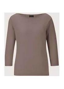 Madeleine Mode Longpullover MADELEINE "Strickpullover Kaschmirpullover mit U-Boot-Ausschnitt", Damen, Gr. 36/38, beige (dunkeltaupe, melange), Obermaterial: 100% Kaschmir WS., Modern, normal, Pullover Longpullover, Kaschmirpullover mit 3/4 Arm