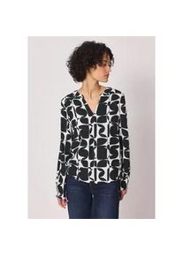 Langarmshirt Street One, Damen, Gr. 36, shadowed navy, Stoff, Vorderseite: 100% Viskose; &Auml;rmel: 100% Viskose; R&uuml;ckseite: 95% Viskose, 5% Elasthan, gemustert, comfort fit normal, Rundhals, B&uuml;ndchen, Shirts Langarmshirt, mit Strukturmix