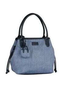 Shopper Gabor "Granada Denada", Damen, Gr. B/H/T: 42cm x 28cm x 17,5cm, blau kombiniert, Lederimitat, Flechtoptik, colorblocking, gestreift, kontrastfarbene Details, mehrfarbig, Taschen Shopper, Damen Umh&auml;ngetasche, Schultertasche mit Mini-Me Anh&auml;nger