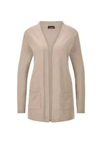 Strickjacke GOLDNER "Kurzgr&ouml;&szlig;e Elegante Strickjacke mit Kaschmir", Damen, Gr. 22, beige, Obermaterial: 95% Baumwolle CO. 5% Kaschmir WS., gerade, Strickjacken Strickjacke, mit Kaschmieranteil