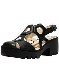 High-Heel-Sandalette Fly London "Fly London Sandalen Leder", Damen, Gr. 38, schwarz, schwarz, Leder, Schuhe