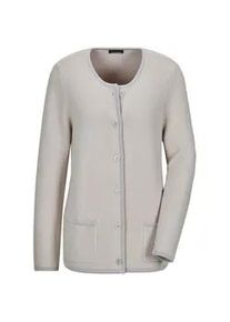 Strickjacke GOLDNER "Elegante Strickjacke mit Taschen", Damen, Gr. 44, beige (stein, gemustert), Obermaterial: 50% Baumwolle CO. 50% Polyacryl PAN., gerade, Strickjacken Strickjacke, Kn&ouml;pfe in Perlmutoptik