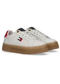 Sneaker Tommy Hilfiger, Damen, Gr. 38, wei&szlig;, blau, rot, Synthetik, Textil, Schuhe Sneaker, Retro Sneaker, Schn&uuml;rschuh, Halbschuh mit Plateausohle