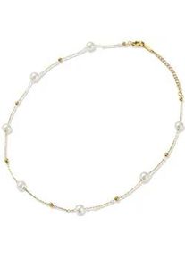 Perlenkette Firetti "Schmuck Geschenk Edelstahl Halsschmuck Halskette", gelbgoldfarben, wei&szlig;, Halsketten, Damen, Edelstahl Perlen, L: 45 B: 7mm, Edelstahl, Perlen, Perlenkette, Made in Germany - mit Perle (imitiert), B:7mm