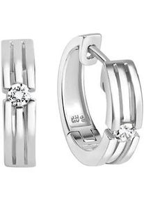 Paar Creolen Vivance "925 Sterling Silber rhodiniert 2 Zirkonia", wei&szlig;, wei&szlig;, Ohrringe, Damen, one-size, Silber 925 (Sterlingsilber)