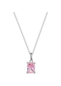 Kette mit Anh&auml;nger Firetti "Schmuck Geschenk Silber 925 Halsschmuck Halskette Ankerkette Quadrat", silberfarben, pink, Halsketten, Damen, Silber 925 (Sterlingsilber), L: 45 B: 1,1mm, mit Zirkonia (synth.), B:1,1mm