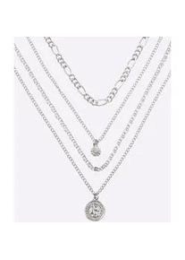 Collier Heine, Damen, Gr. Glas Metall, silberfarben, Glas, Metall, Halsketten Collier