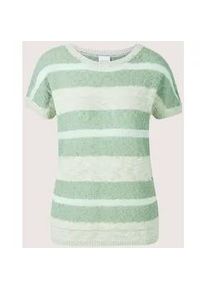 Madeleine Mode Longpullover MADELEINE "Pullover Kurzarm-Pullover mit Glanz-Effekt", Damen, Gr. 44/46, silber (salbei, hellsalbeigr&uuml;n, silber), Obermaterial: 89% Baumwolle CO. 5% Polyester PES. 3% metallisierte Fasern MTF. 2% Polyamid PA. 1% sonstige Fasern AF., Modern, normal, Pullover Longpullover