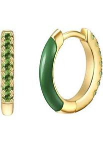 Glanzst&uuml;cke M&uuml;nchen Paar Creolen GLANZST&Uuml;CKE M&Uuml;NCHEN "Set: GSM502", gelbgold, gr&uuml;n, Ohrringe, Damen, 11,5,mit Zirkonia, Silber 925 (Sterlingsilber), aus Sterling Silber