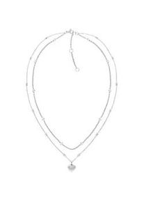 Kette mit Anh&auml;nger Tommy Hilfiger "LAYERED", edelstahlfarben, rot, blau, wei&szlig;, Halsketten, Damen, Edelstahl, L: 45,5 B: 2mm, B:2mm