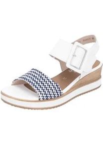 Keilsandalette Remonte "Remonte Sandalen Leder", Damen, Gr. 39, wei&szlig;, blau, Leder, Schuhe