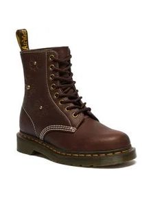 Schn&uuml;rboots Dr. Martens "1460 Pascal Flower", Damen, Gr. 38, rotbraun, Leder, Schuhe Schn&uuml;rboots, Blockabsatz, Stiefelette, 8-Eye Boots mit Flower Pr&auml;gung