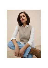 Kurzarmpullover Tamaris, Damen, Gr. 44/46, sand, Strick, Obermaterial: 50% Viskose, 28% Polyester, 22% Polyamid, unifarben, l&auml;ssig geschnitten kurz, Rundhals, Pullover, mit trendigem Schnitt und Knopfleiste