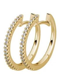 Paar Creolen LYOMI "585/- Gelbgold 38 synth. Diam. 0,24ct.", gelb, wei&szlig;, Ohrringe, Damen, one-size, 0,24 VS = sehr kleine Einschl&uuml;sse, Gold